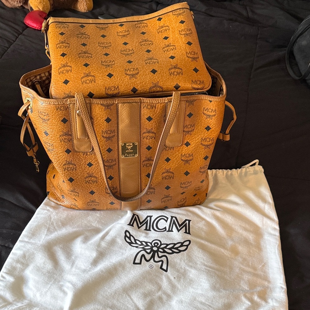 MCM Cognac Visetos Tote Bag